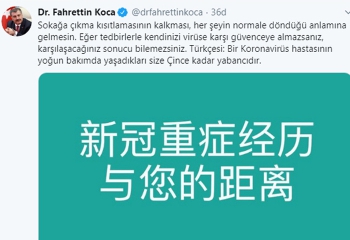 Bakan Koca’dan Çince göndermeli normalleşme uyarısı