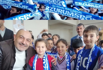 Binlerce öğrenciye Erzurumspor atkısı dağıttılar