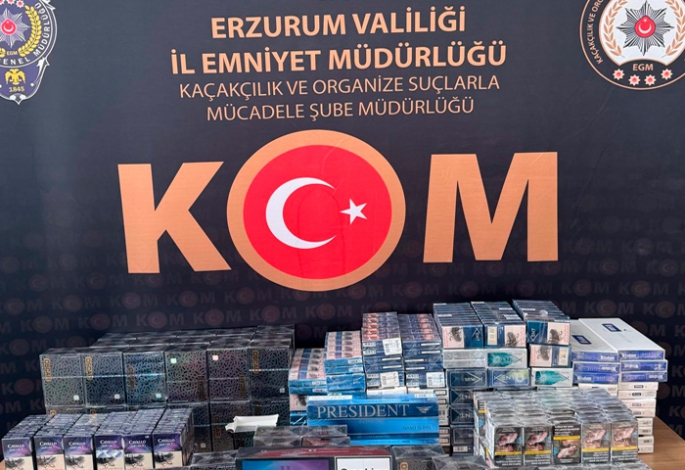 Erzurum’da 645 paket kaçak sigara yakalandı