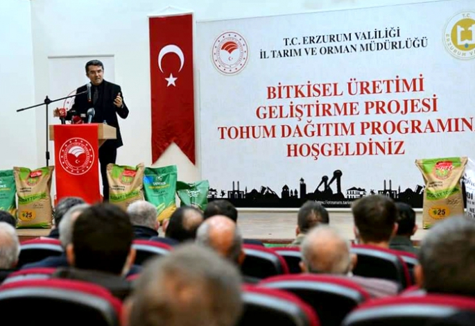 Erzurum'da çiftçilere tohum desteği