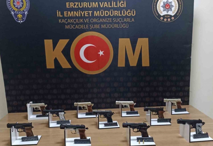 Erzurum’da el yapımı tabanca ele geçirildi