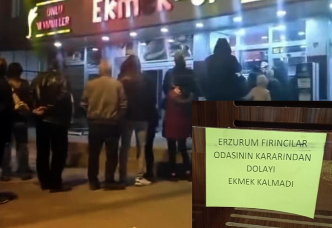 Erzurum’da vatandaş Ekmek kuyruğunda